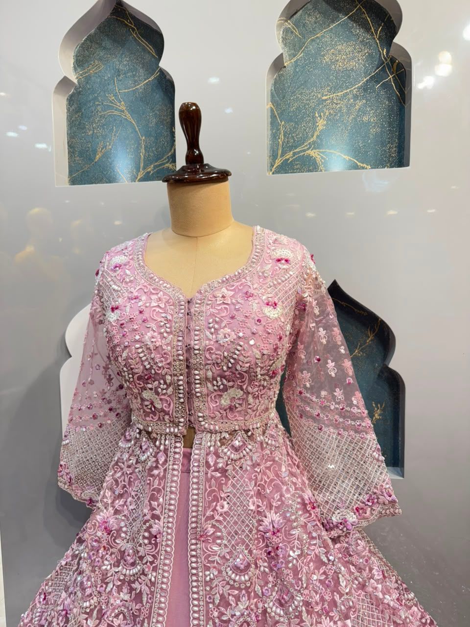 "PINK PEARL EMBROIDERED LEHENGA"