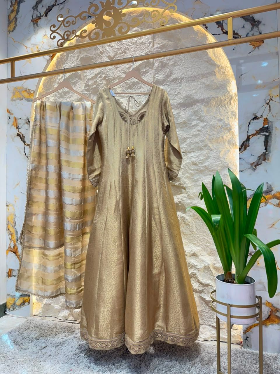 "CHAMPAGNE REGAL EMBROIDERED ANARKALI"