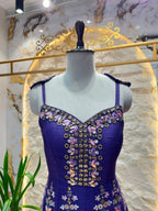 "ROYAL BLUE FLORAL EMBELLISHED INDO-WESTERN"