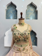 "BLUSH PINK EMERALD EMBELLISHED LEHENGA"