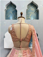 "BLUSH PEACH FLORAL EMBROIDERED LEHENGA"