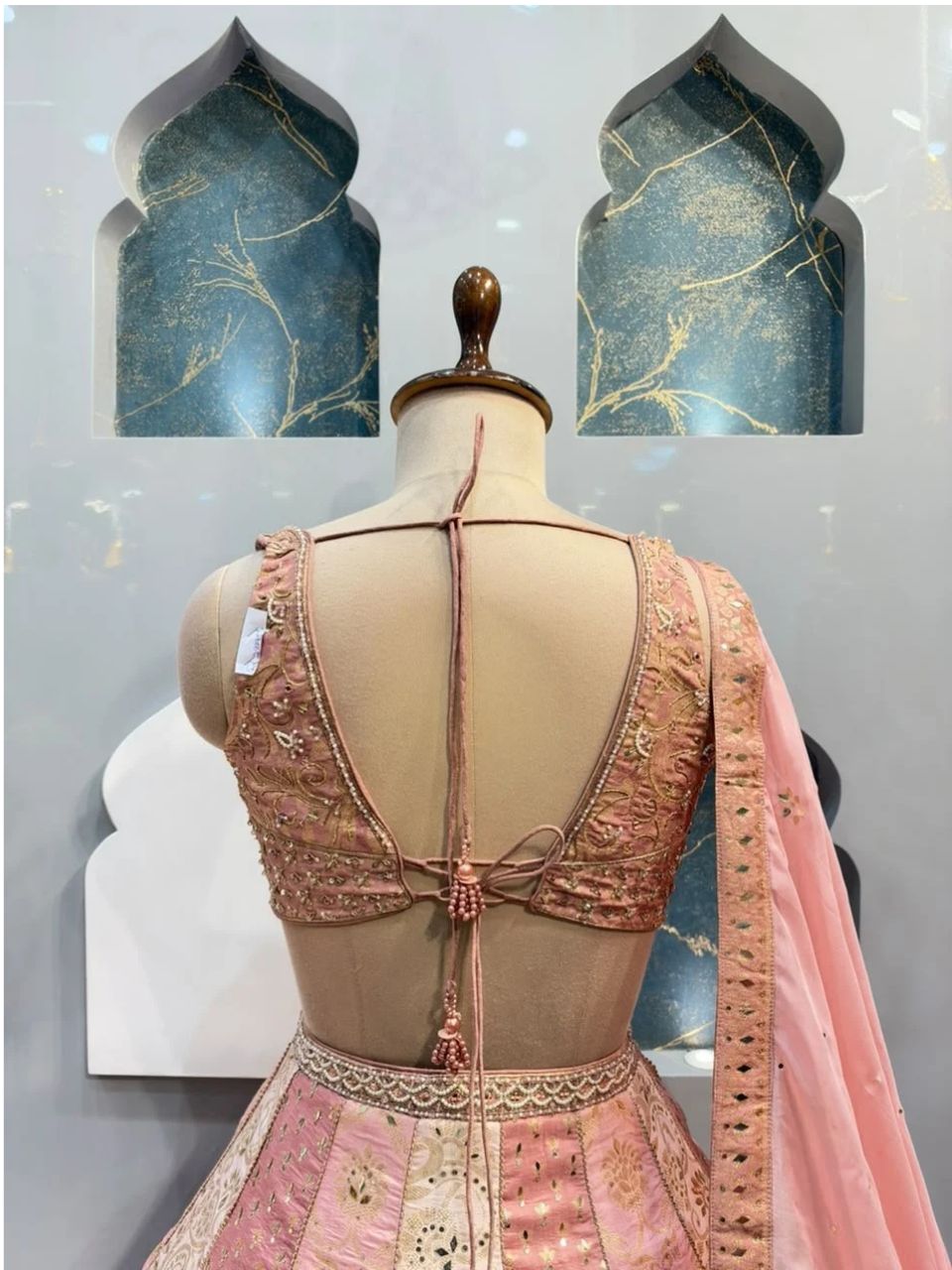 "BLUSH PEACH FLORAL EMBROIDERED LEHENGA"