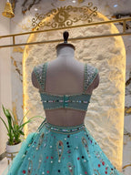 "TURQUOISE BLOOM EMBELLISHED LEHENGA"