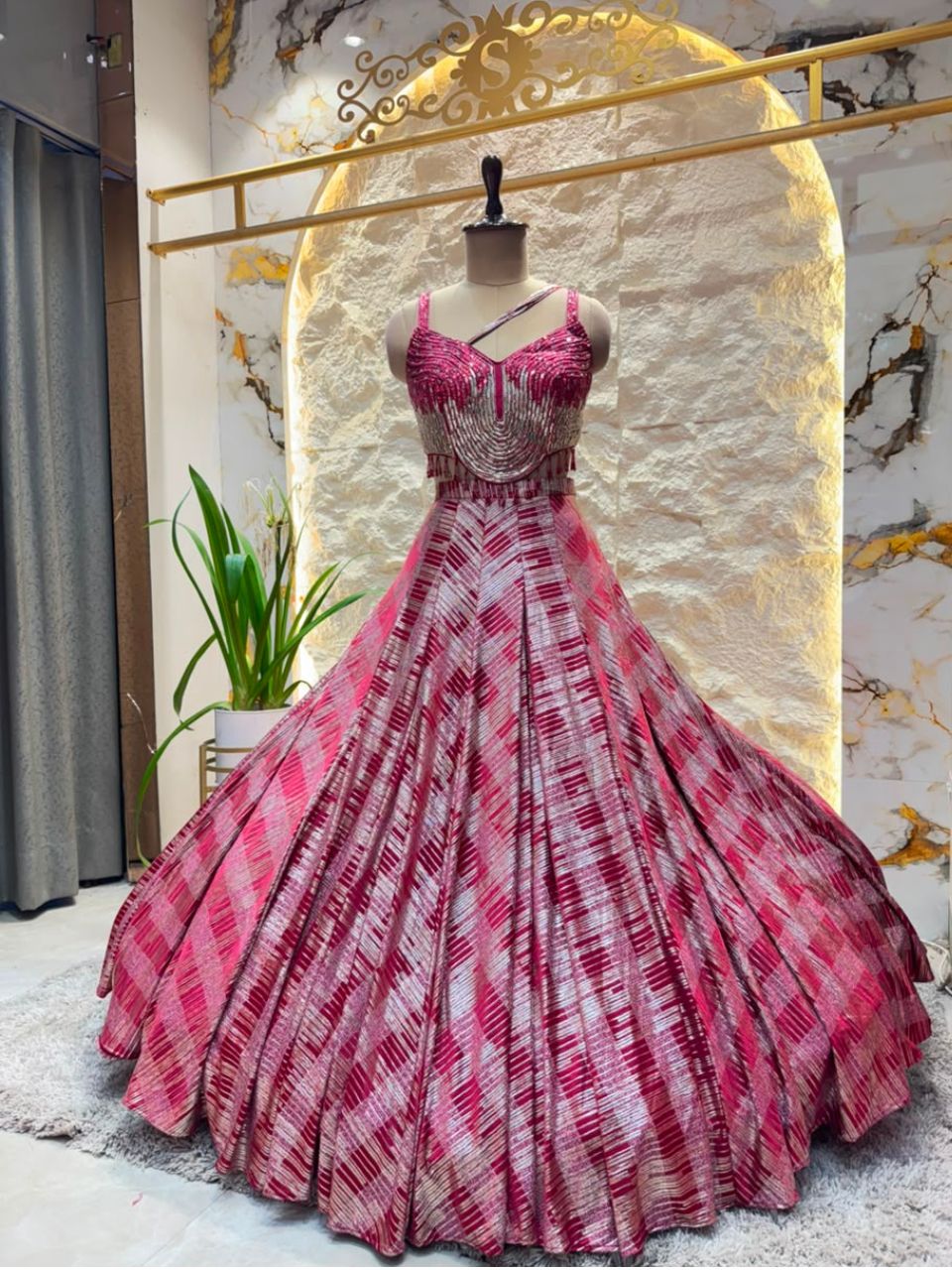 "RUBY RADIANCE EMBELLISHED LEHENGA"