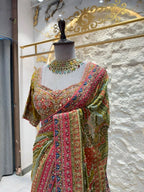 "ROYAL OLIVE GREEN SAREE"