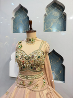 "BLUSH PINK EMERALD EMBELLISHED LEHENGA"