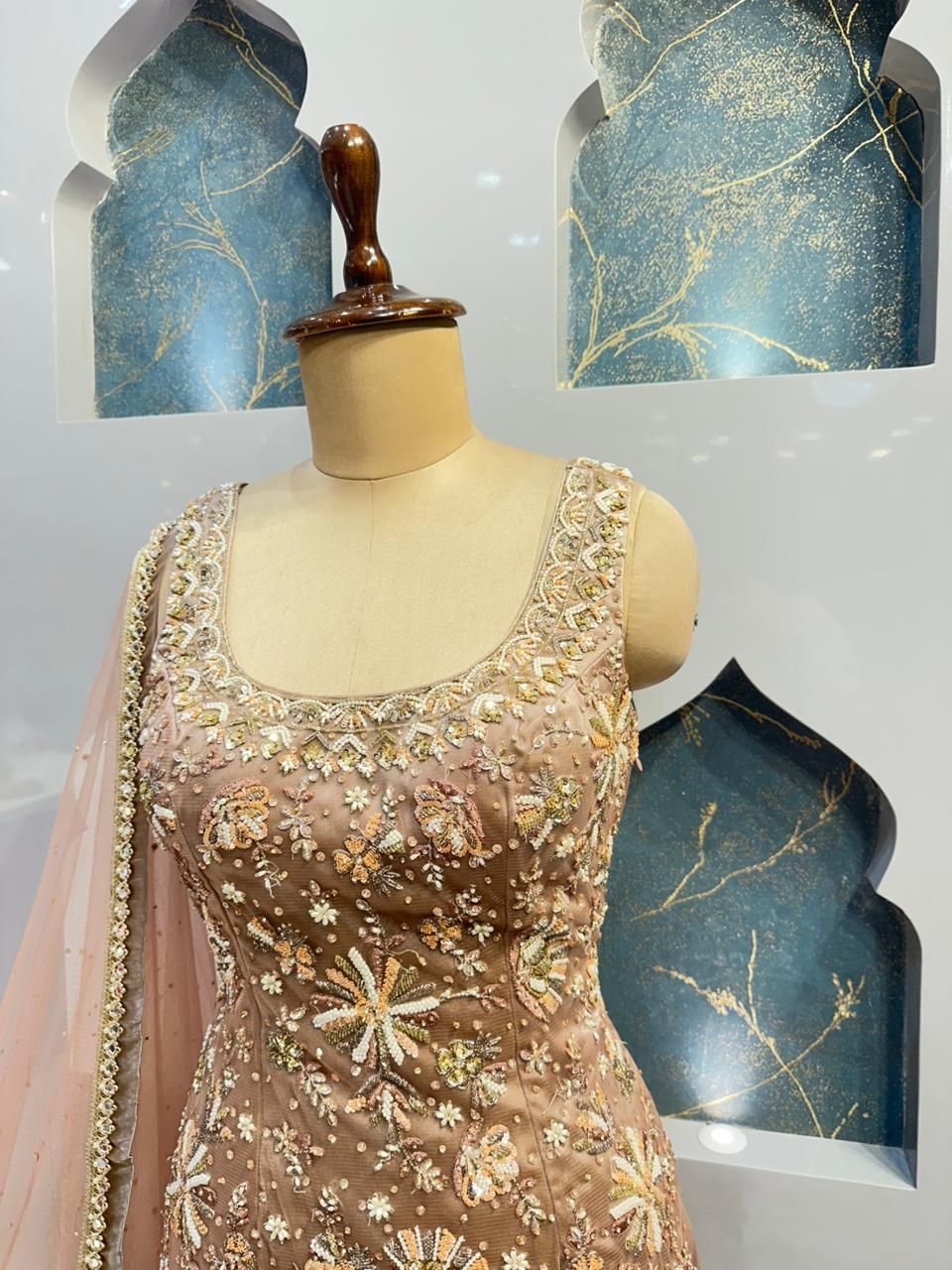 "CHAMPAGNE BLOSSOM EMBROIDERED SHARARA"