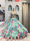 "AQUA FLORAL SYMPHONY LEHENGA"