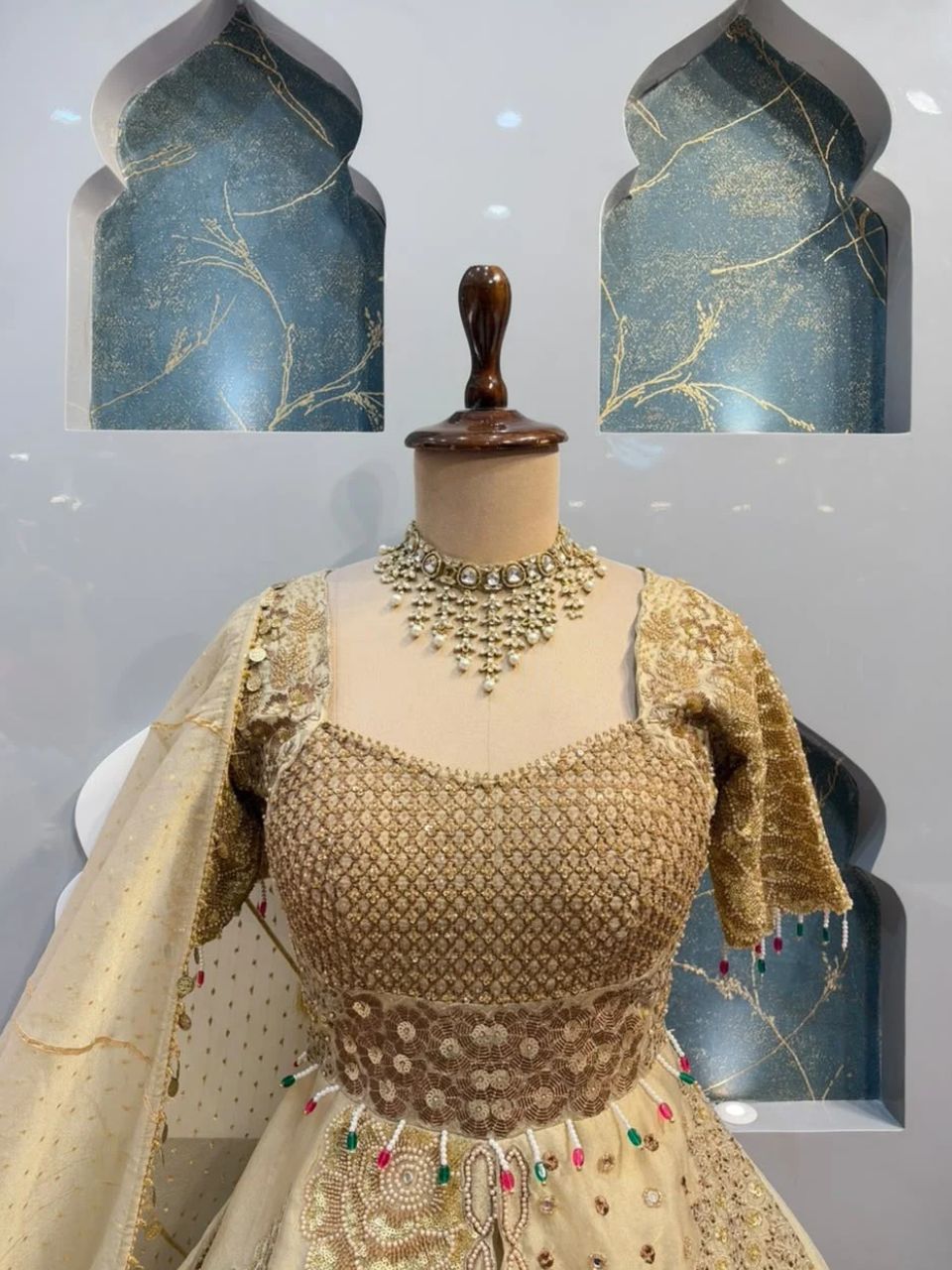 "CHAMPAGNE GOLD EMBROIDERED LEHENGA"