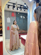 "PEACH BLUSH EMBROIDERED INDO-WESTERN"