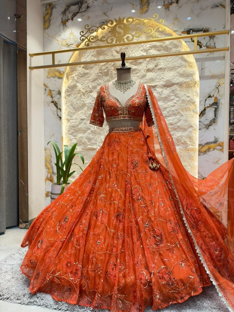 "ROYAL ORANGE BRIDAL LEHENGA"