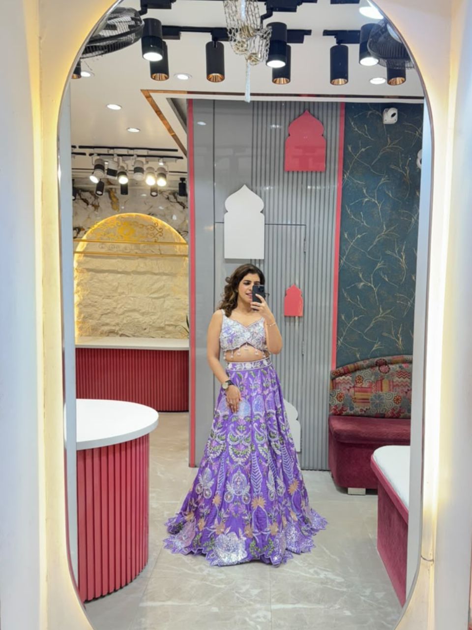 "ROYAL LAVENDER FLORAL EMBROIDERED LEHENGA"