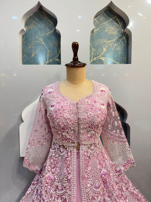 "PINK PEARL EMBROIDERED LEHENGA"