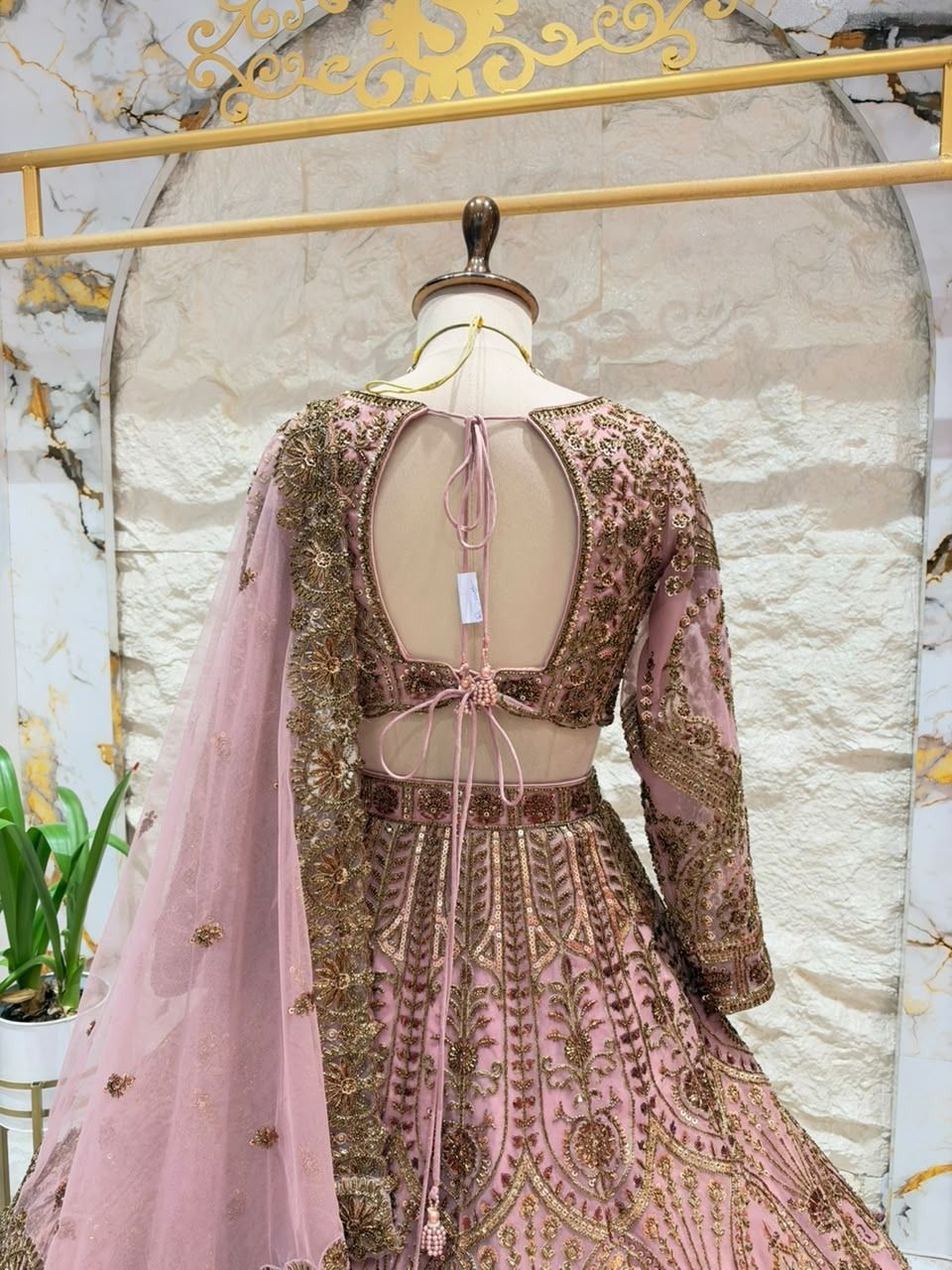 "BLUSH PINK AND ANTIQUE GOLD ROYAL LEHENGA"