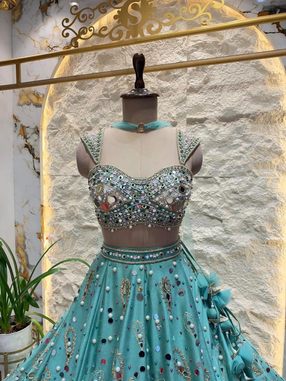 "TURQUOISE BLOOM EMBELLISHED LEHENGA"