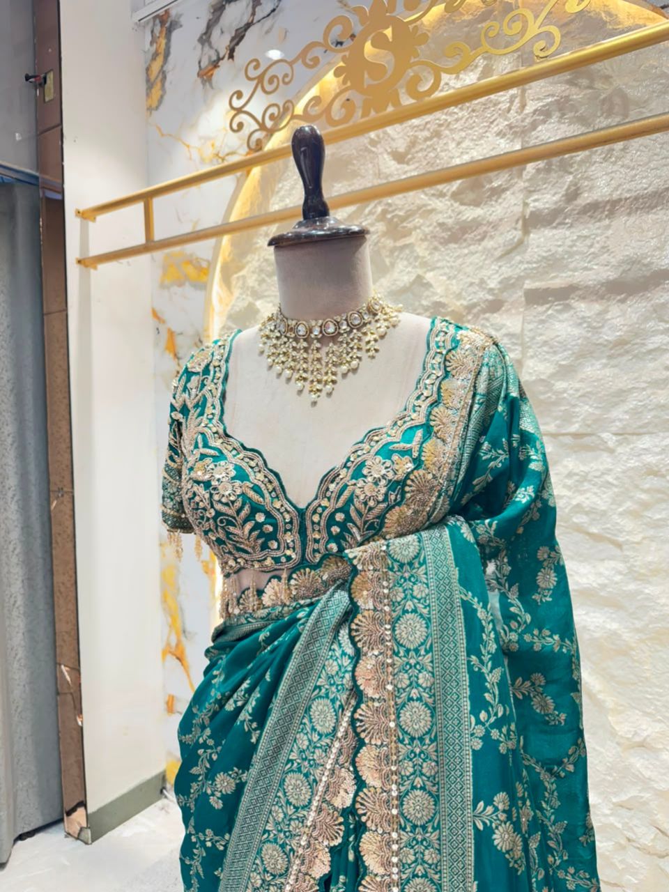 "TEAL MAJESTY DESIGNER SAREE"