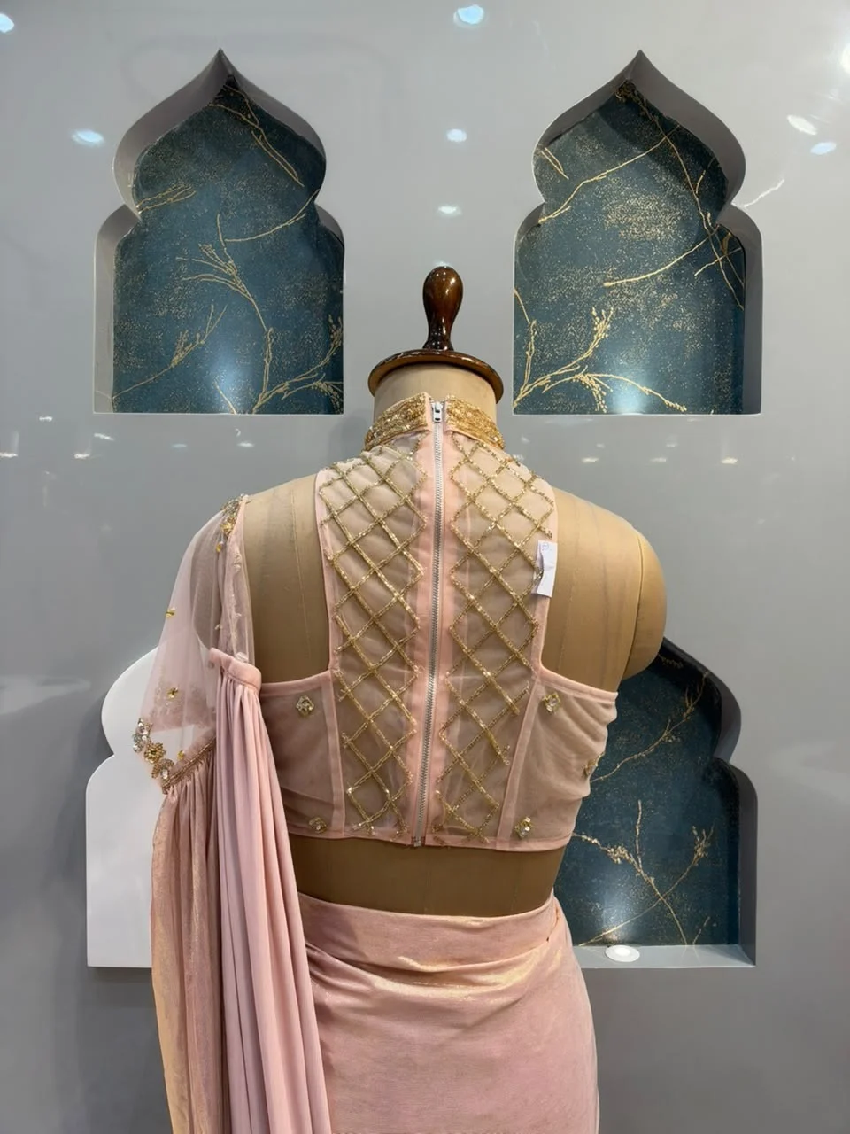 "BLUSH PINK DRAPED INDO-WESTERN"