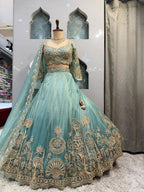 "ELEGANT TEAL BLUE LEHENGA"