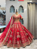 "RUBY RED DESIGNER LEHENGA"