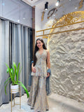 "NOOR SILVER EMBELLISHED PEPLUM INDO WESTERN"