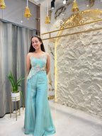 "ELEGANT AQUA BLUE INDO-WESTERN"
