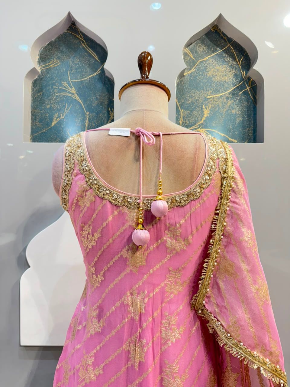 "BLUSH PINK ZARI EMBROIDERED GARARA"