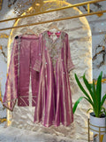 "ROYAL MAUVE HAND EMBROIDERED ANARKALI"