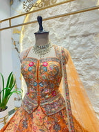 "AMBER BLOSSOM  COUTURE LEHENGA"