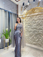 "STEEL GREY EMBELLISHED INDO-WESTERN"