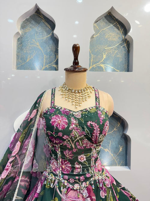 "MIDNIGHT BLOOM FLORAL LEHENGA"