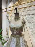 "IVORY AND MIRRORWORK EMBROIDERED LEHENGA"