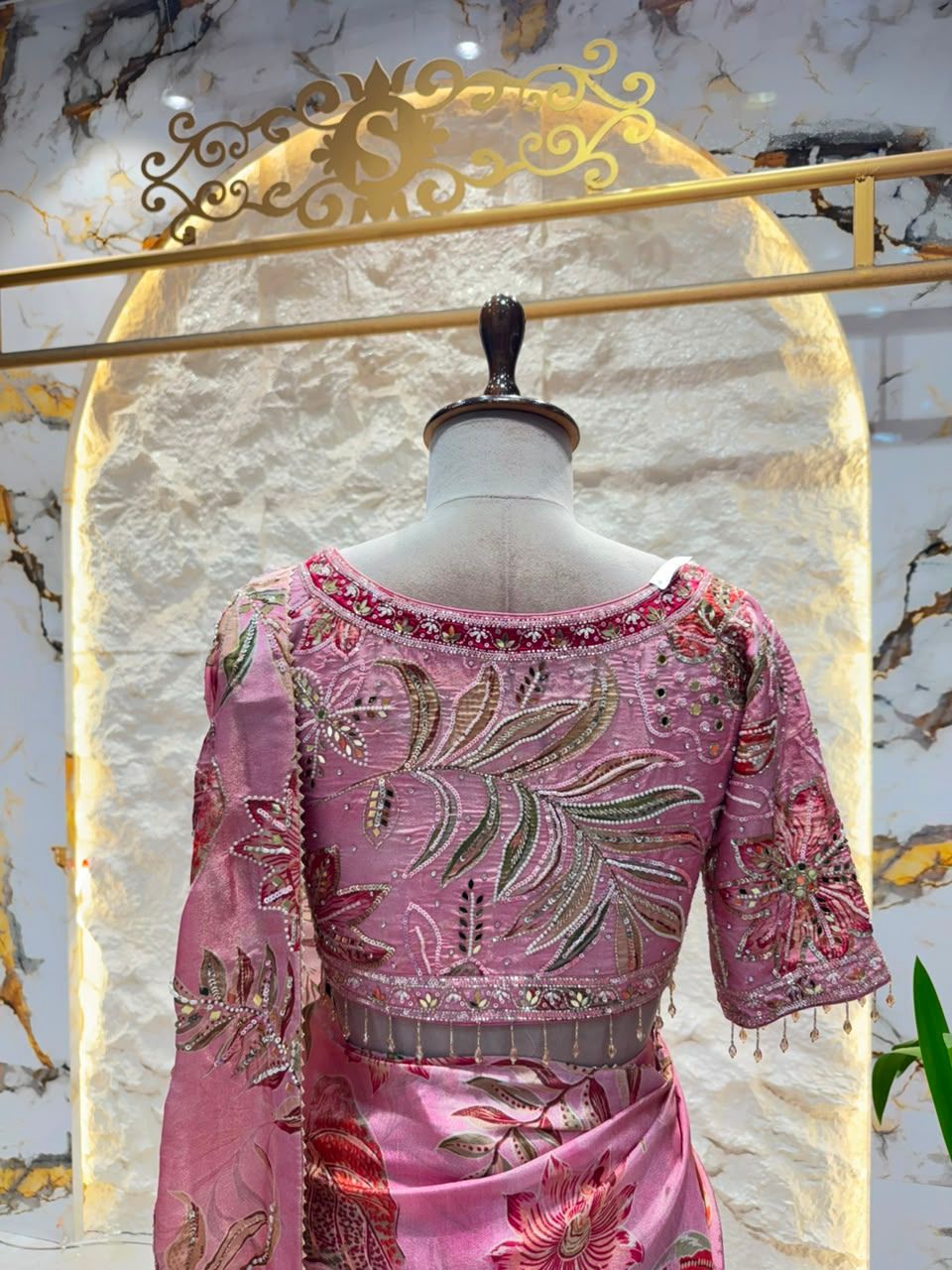 "BLUSH BLOOM EMBROIDERED SAREE"