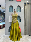"OLIVE GREEN EMBROIDERED INDO-WESTERN"
