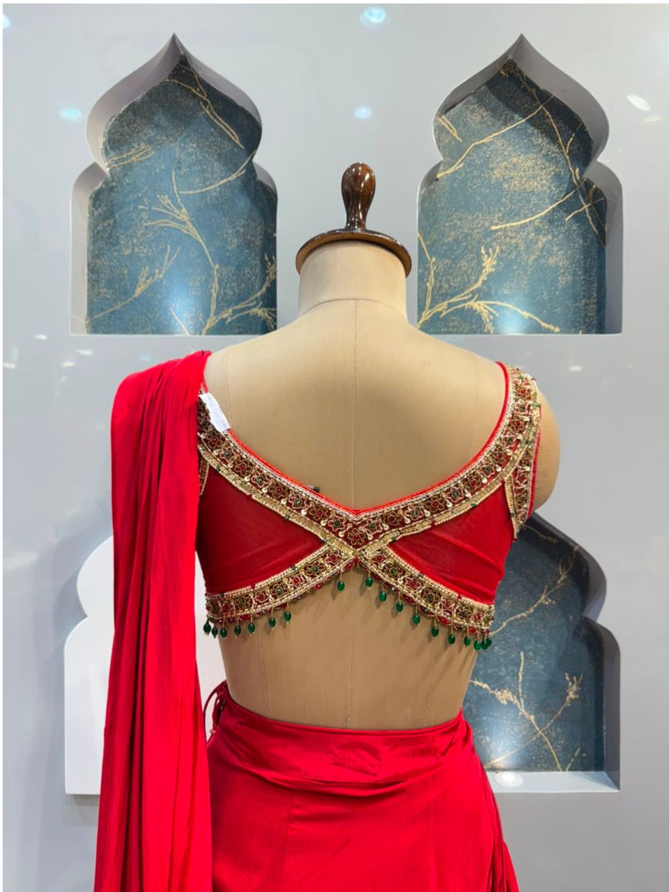 "CRIMSON ROYALE DRAPE SAREE"