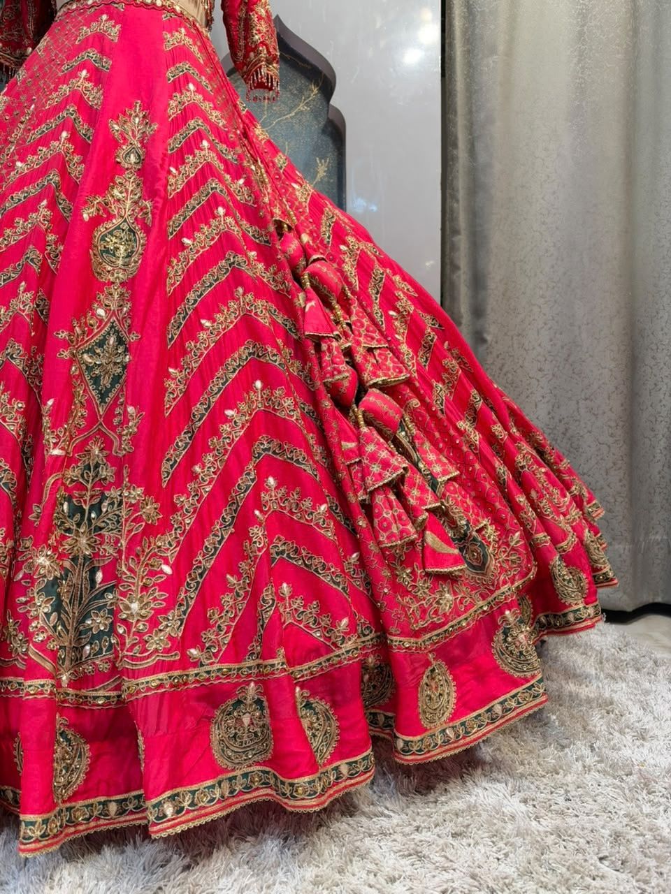 "RANI PINK HERITAGE EMBROIDERED LEHENGA"