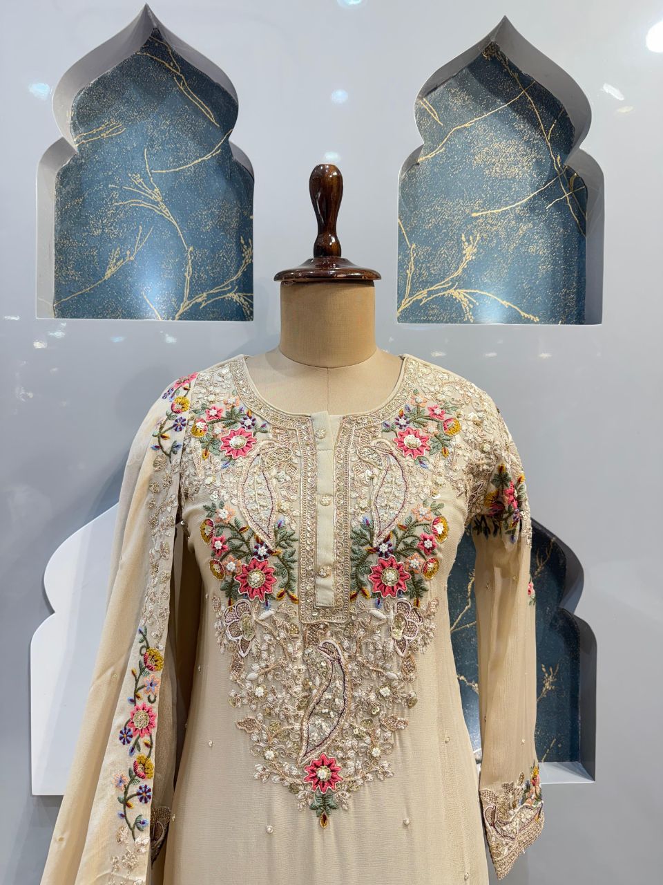 "IVORY BLOSSOM EMBROIDERED SHARARA"