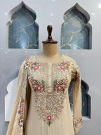 "IVORY BLOSSOM EMBROIDERED SHARARA"