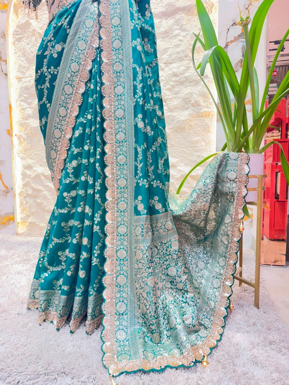 "TEAL MAJESTY DESIGNER SAREE"