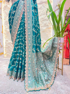 "TEAL MAJESTY DESIGNER SAREE"