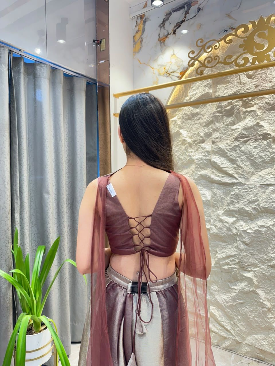 "CHAMPAGNE MAUVE GLAM INDO WESTERN"