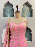 "BLUSH PINK ZARI EMBROIDERED GARARA"