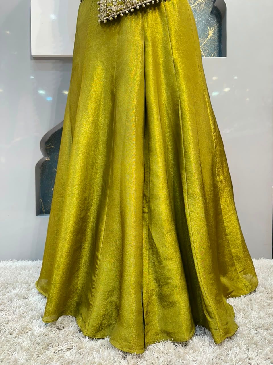 "OLIVE GREEN EMBROIDERED INDO-WESTERN"