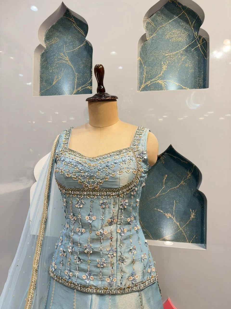 "ELEGANT SKY BLUE INDO-WESTERN"