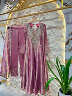 "ROYAL MAUVE HAND EMBROIDERED ANARKALI"