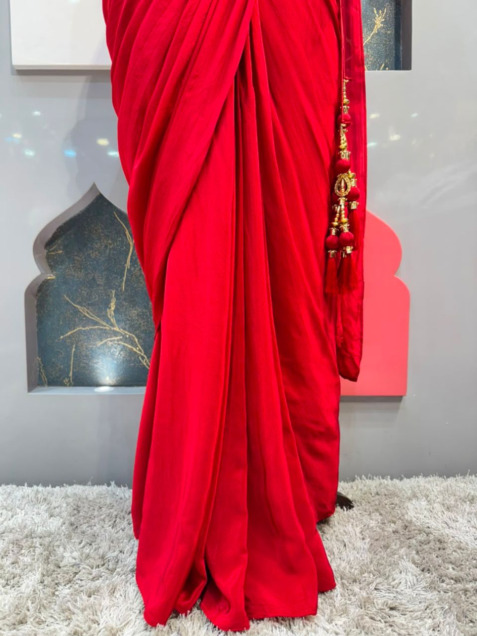 "CRIMSON ROYALE DRAPE SAREE"