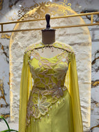 "LIME GREEN FLORAL EMBROIDERED INDOWESTERN"