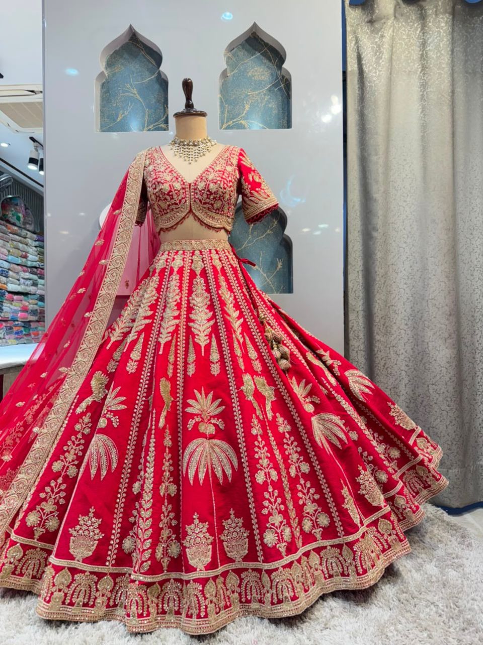 "RUBY RED DESIGNER LEHENGA"