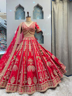"RUBY RED DESIGNER LEHENGA"