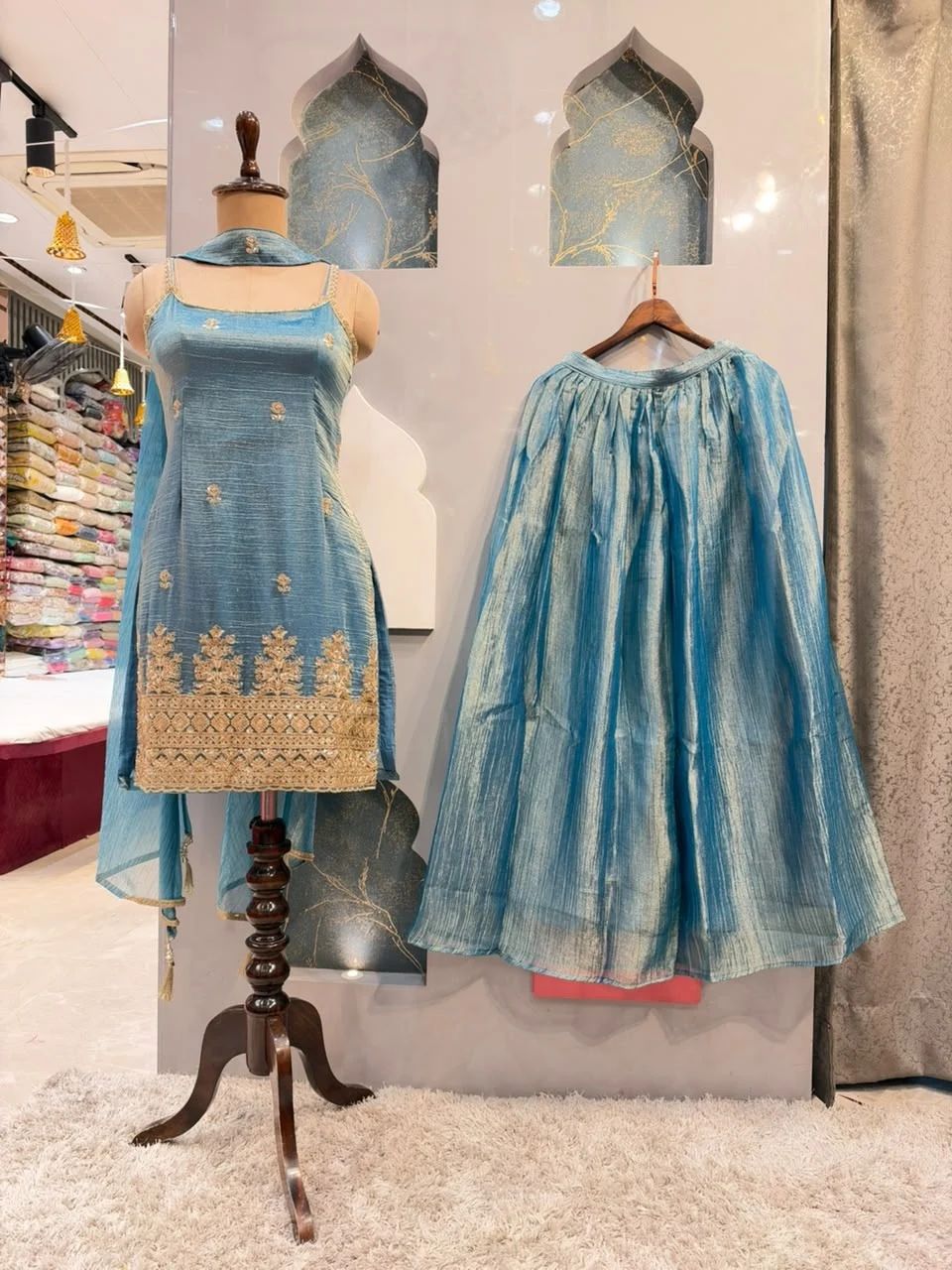 "ELEGANT TEAL BLUE SHARARA"