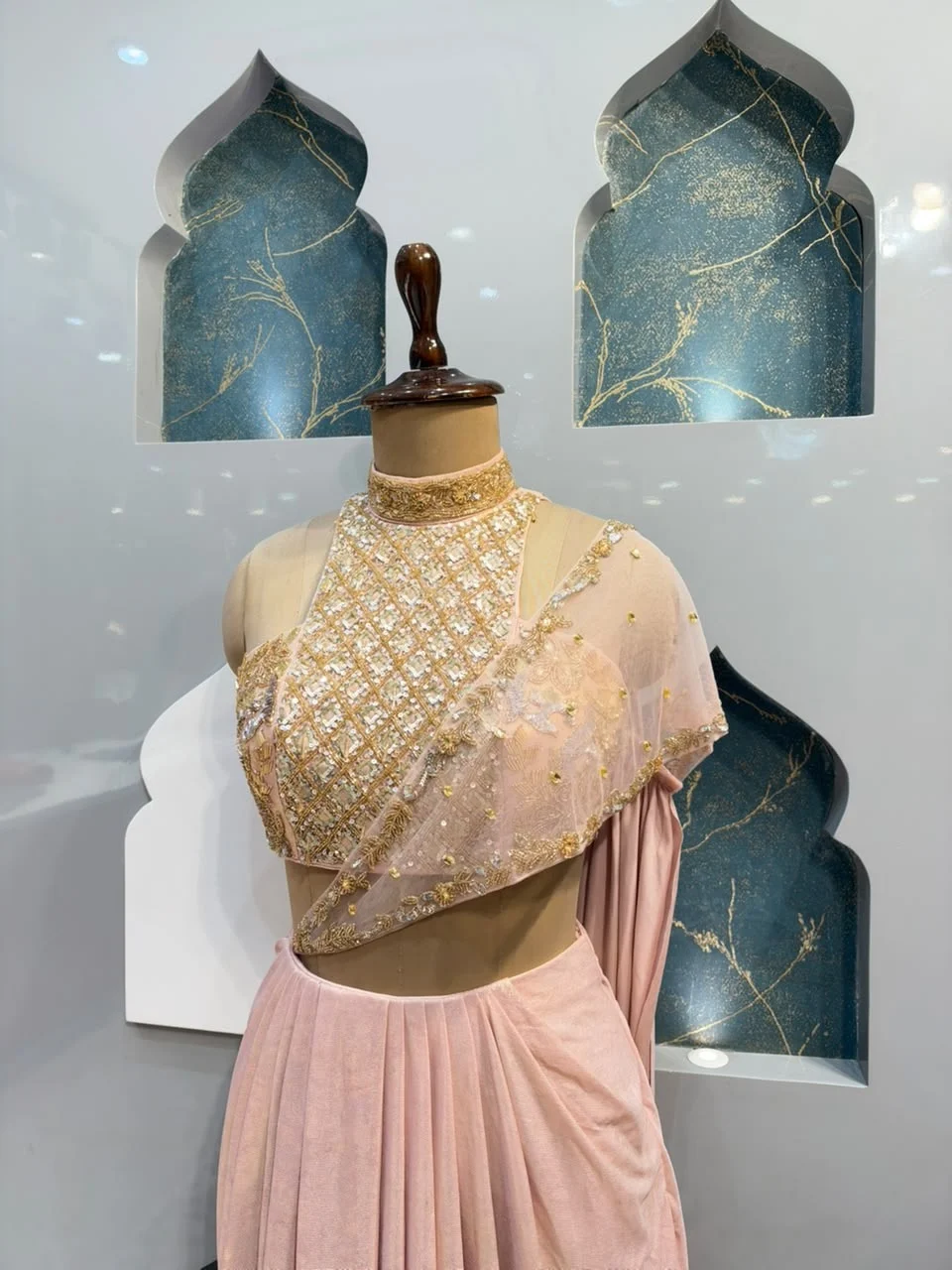 "BLUSH PINK DRAPED INDO-WESTERN"